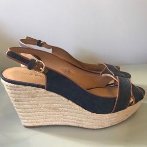 Nine West Denim and Leather Wedges